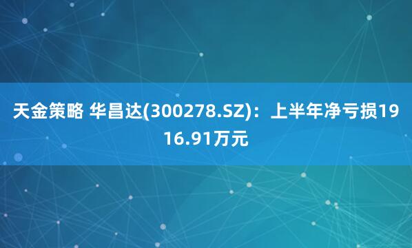 天金策略 华昌达(300278.SZ)：上半年净亏损1916.91万元